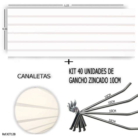 PAINEL CANALETADO 1 22 X 0 61 40 GANCHOS 10CM CANALETA BRANCA