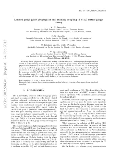 Pdf Landau Gauge Ghost Propagator And Running Coupling In S U 2