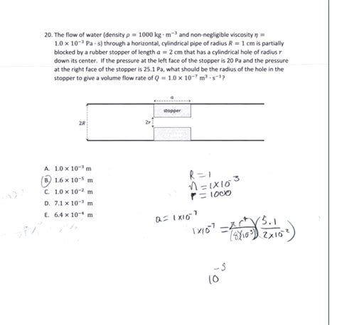 Solved The Flow Of Water Density P Kg M And Chegg