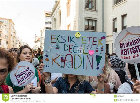 Women Protesters Rally In Kadikoy Istanbul Turkey Editorial Photography