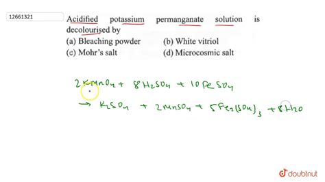 Solved Acidified Potassium Permanganate Solution Kmno4 60 Off