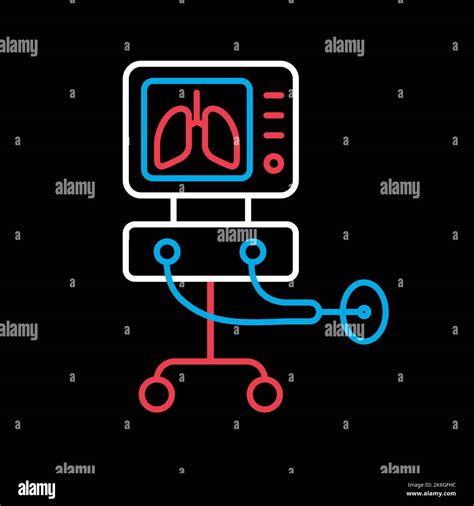 Icu Ventilator Vector Flat Icon On Black Background Medical Therapy