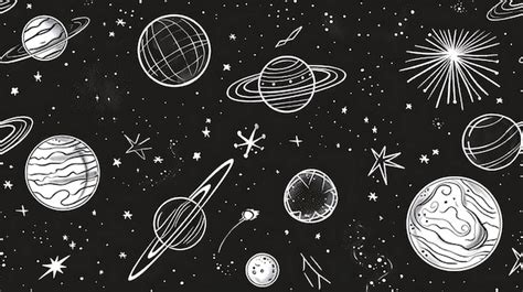 Un Dibujo De Planetas Y Estrellas Con Las Palabras Planetas En El Fondo Negro Imagen Premium