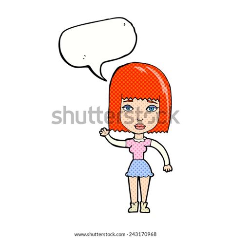 Cartoon Waving Woman Speech Bubble Stock Vector Royalty Free