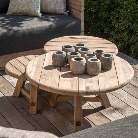 Trio De Tables Basses De Jardin Andy En Teck Recycl Gris Naturel