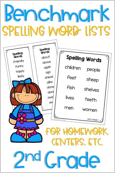 Benchmark Advance 2nd Grade Spelling Word Lists Spelling Words List