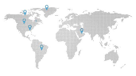 World map revealed by location icons 4K animation. Business branch ...