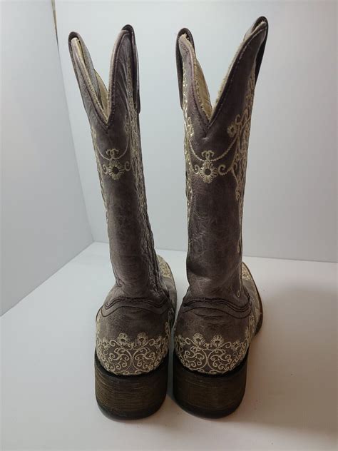 Corral Brown Crater With Bone Embroidery Cowgirl Boot Gem