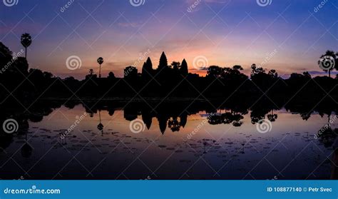 Sunrise Over Angkor Wat Temple Stock Photo - Image of reflection, tower: 108877140