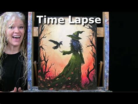 Halloween Learn How To Draw And Paint With Acrylics Crow With A Witch