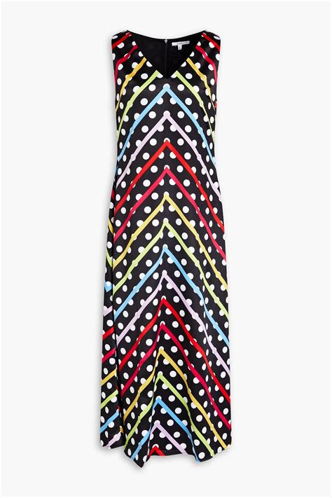 Olivia Rubin Cressida Polka Dot Printed Satin Midi Dress The Outnet