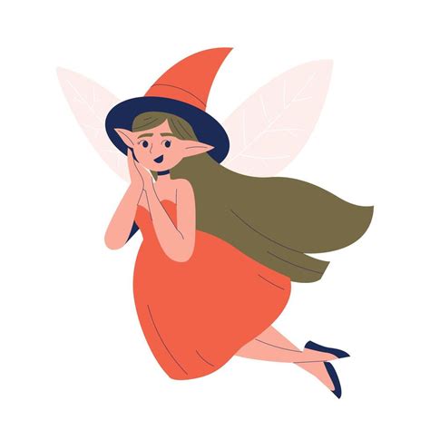 Flying Happy Fairy Wearing Red Dress 39323514 Vector Art at Vecteezy