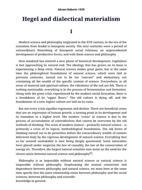 Hegel and Dialectical Materialism by Abram Deborin 1929 | PDF | Georg ...