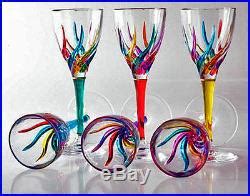 Glassware Venetian Carnevale Cordial Glass Set Of Six Hand Painted