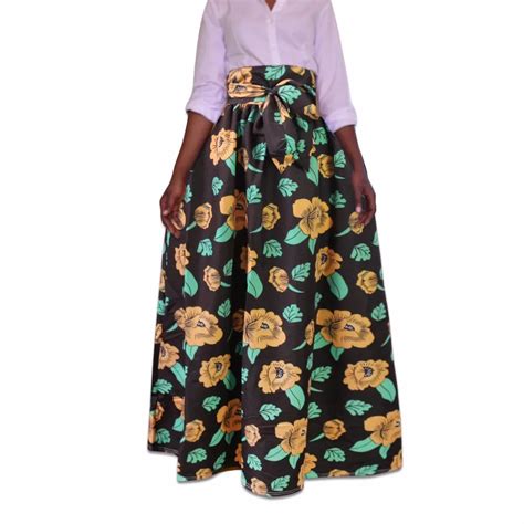 African Women Skirt Printed Design Big Size Pleated Skirt With