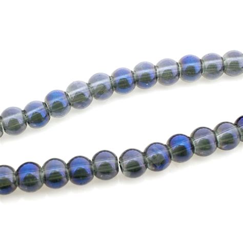 Crystal Glaze Round Glass Beads 6mm Blue