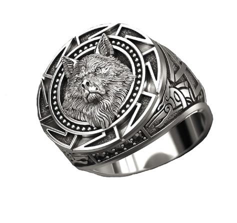 Slavic Wolf Ring For Men Norse Viking Nordic Wolf Head Ring Retro