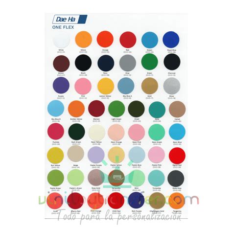 Carta De Colores De Vinilo Textil Premium One Flex Viniloytransfer