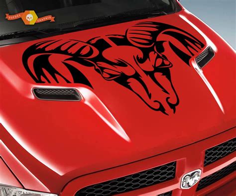 Dodge 2010 2018 Fits Ram 1500 2500 Ram Skull Grunge Hood Truck Vinyl