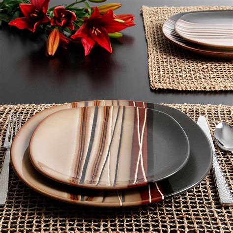 Better Homes And Gardens Bazaar Brown Piece Dinnerware Set Ceramic