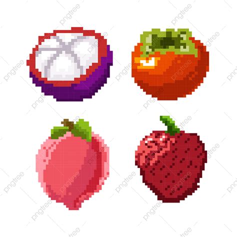 Colorful Pixel Fruit In The Video Game, Colorful Fruits, Electronics ...