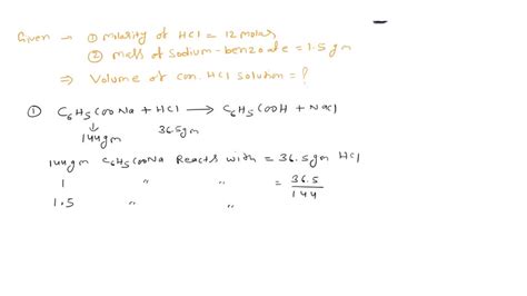 Solved The Balanced Reaction Between Hcl And Sodium Benzoate Is Given