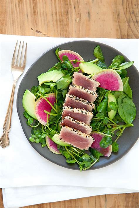 Seared Sesame Tuna Salad With Ginger Soy Vinaigrette Everyday Annie Cooking Seafood Healthy