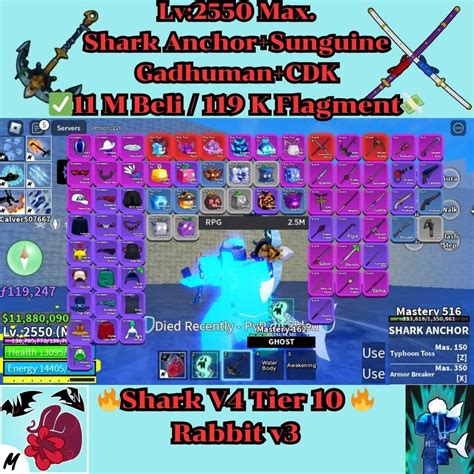 Lv 2550 Max Shark V4 Tier 10 Rabbit V3 Shark Anchor Sunguine Gadhuman