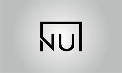 Letter NU Logo Design NU Logo With Square Shape In Black Colors Vector