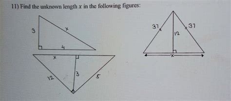 1 Find The Unknown Length X In The Following Figures 3131A124512 In