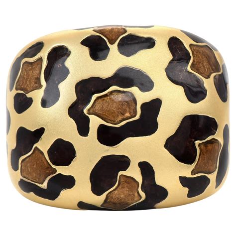 Diamond Enamel Leopard Cocktail Ring For Sale At Stdibs