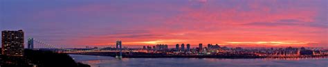 Grey Suspension Bridge New York City Triple Screen Sunset Hd