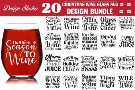 Christmas Wine Glass Svg Bundle Holiday Graphic By Design Dynamo