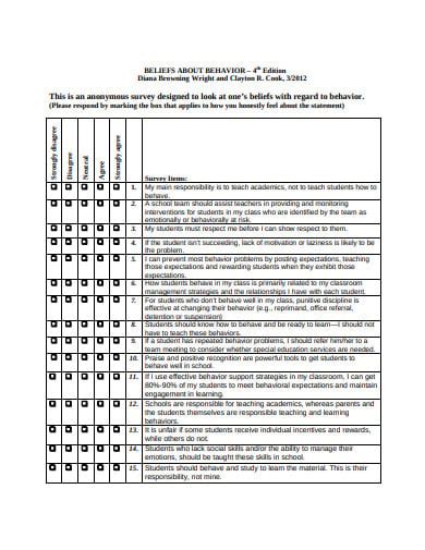 8 Student Behavior Survey Templates In Pdf Free And Premium Templates