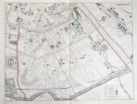 PARIS CITY MAP City Plan 8 Arrondissement Lithography Engraving 1868