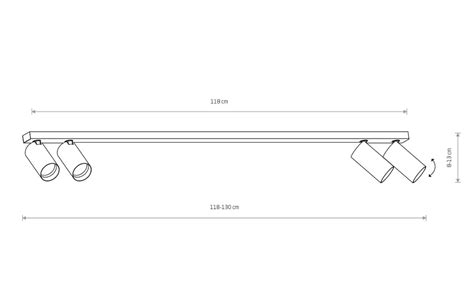 Lampa sufitowa czarna listwa 118cm i 4 czarno złote regulowane