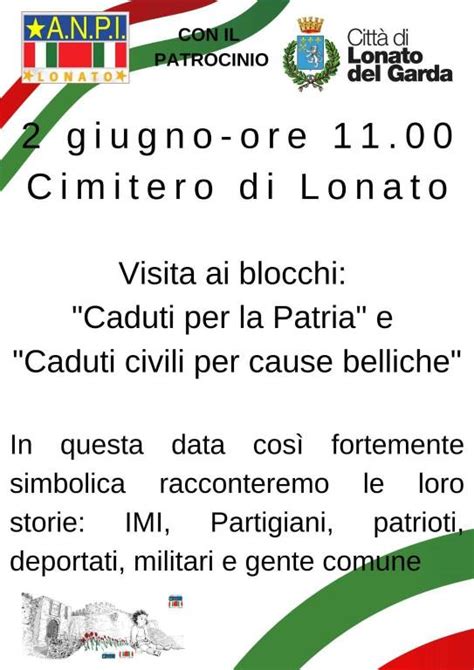 Venerdì 2 giugno Anpi Lonato rende omaggio ai caduti civili e militari