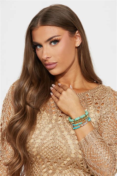 Ocean Wonder 4 Piece Bracelet Set Goldblue Fashion Nova Jewelry Fashion Nova