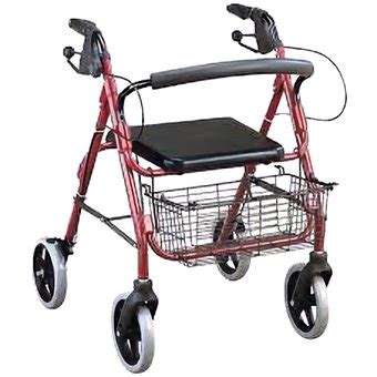 CAMINADOR ROLLATOR EN ALUMINIO ROJO CON CUATRO RUEDAS MCOMEDICAL