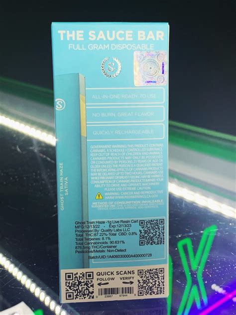 Saucei Ghost Train Haze Disposable Vape Sativa 1g Hotbox