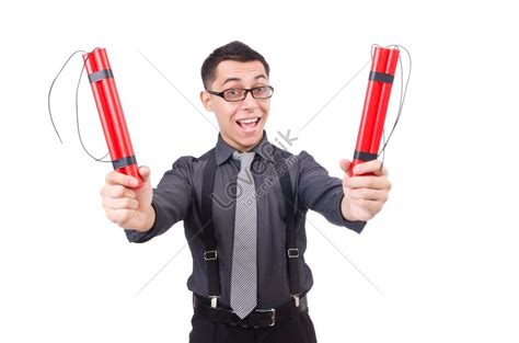 Businessperson Holding Dynamite Isolated On White Picture And Hd Photos
