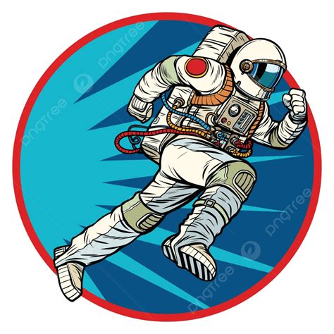 Astronaut Runs Forward Round Logo Symbol Icon Fast Art Space Vector