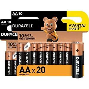 Duracell Duracell Alkalin Aa Kalem Piller 20 Li Paket Pil ve Şarj