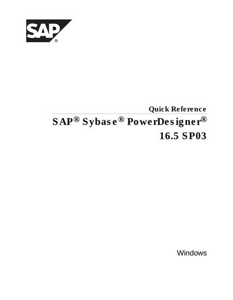 PDF Quick Reference SAP Sybase PowerDesigner 16 5 Infocenter Sybase