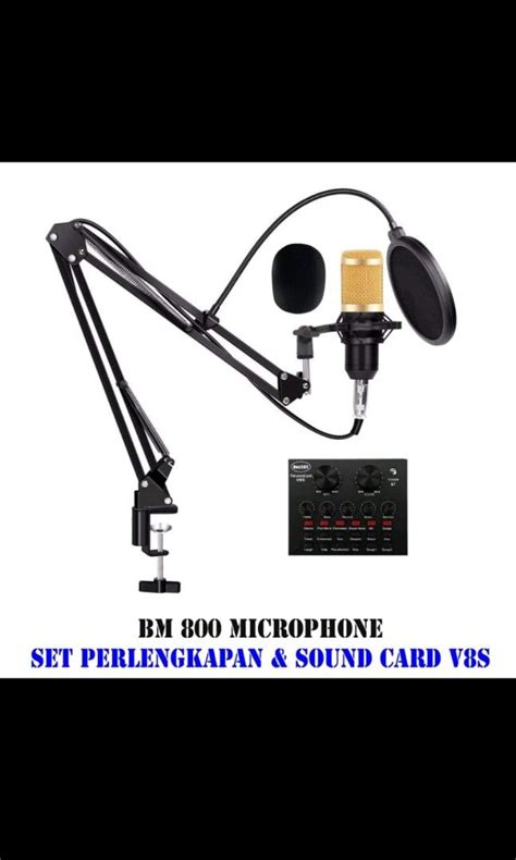 PAKET KoMPLIT ORIGINAL MIC CONDENSER BM 800 STAND SOUNDCARD V8