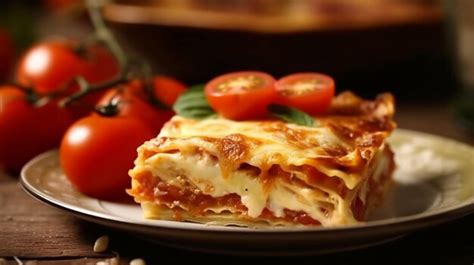 Premium Ai Image Italian Lasagne With Tomato Generative Ai