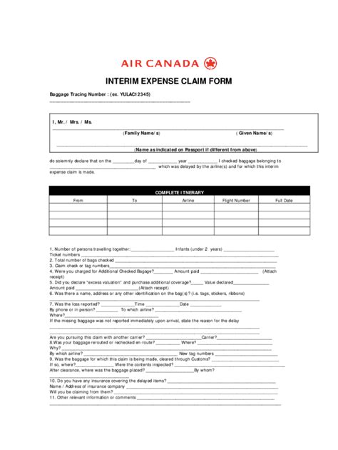 How To Canada Air Claim Fill Online Printable Fillable Blank