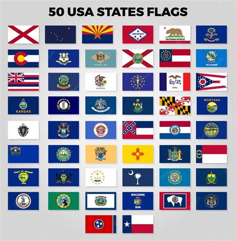 Premium Vector Vector Set All United States Regions Flag Collection