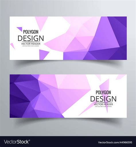 Polygonal purple banners set design Royalty Free Vector