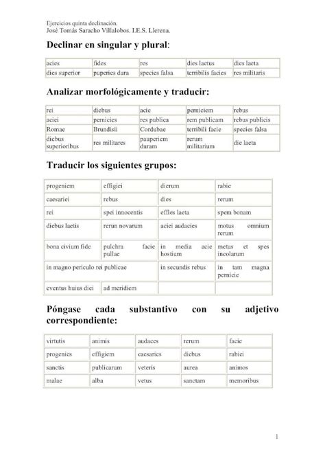 PDF Ejercicios quinta declinación DOKUMEN TIPS